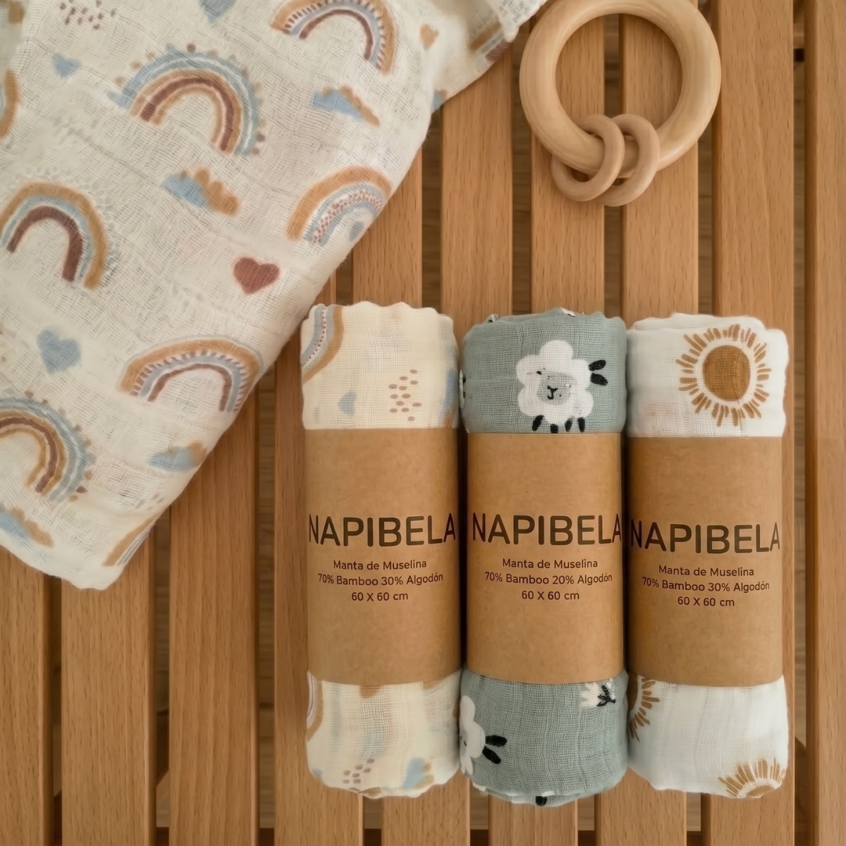 Pack 3 Tutos de Muselina para Bebé de Bambú y Algodón Ultra Suave