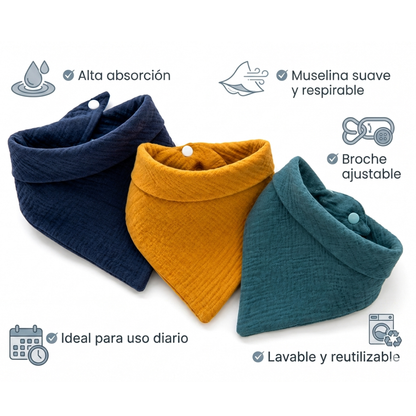 Set de Baberos Bandana de Muselina