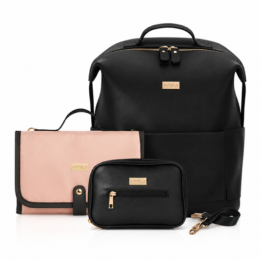 Mochila Pañalera Negra + KIT completo