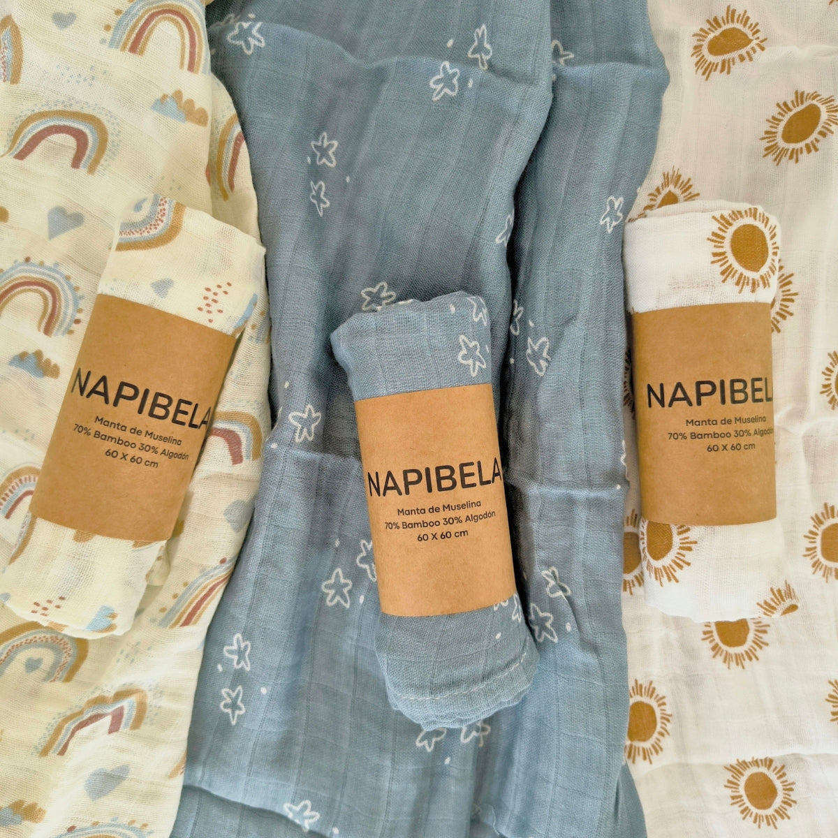 Pack 3 Tutos de Muselina para Bebé de Bambú y Algodón Ultra Suave